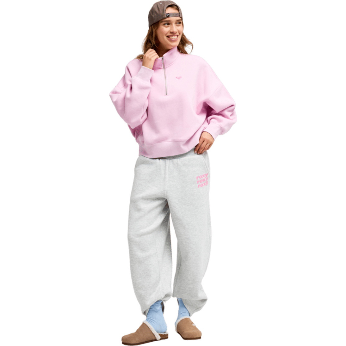 2026 Roxy Womens Everfree High Collar Sweatshirt ERJFT05137 - Pink Lavender
